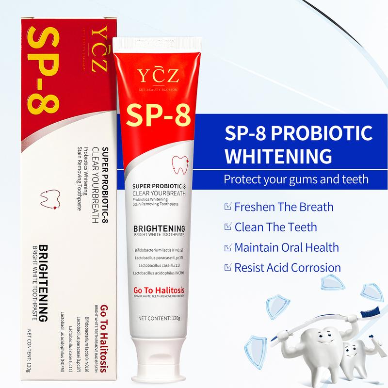 (3 Counts only 17.41$)YCZ Sp-8 Super  Probiotics Whitening Toothpaste, SP-8 Brightening Fresh Breath Toothpaste,Stain Removing Toothpaste