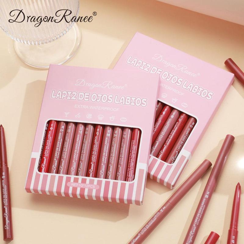 Long Lasting Lip Liners, Summer Gifts, 12pcs set Waterproof Matte Lip Liners, Easy Coloring Lip Liner Pens, Moisturizing Matt Finish Lip Liners, Lipliner for Women Makeup