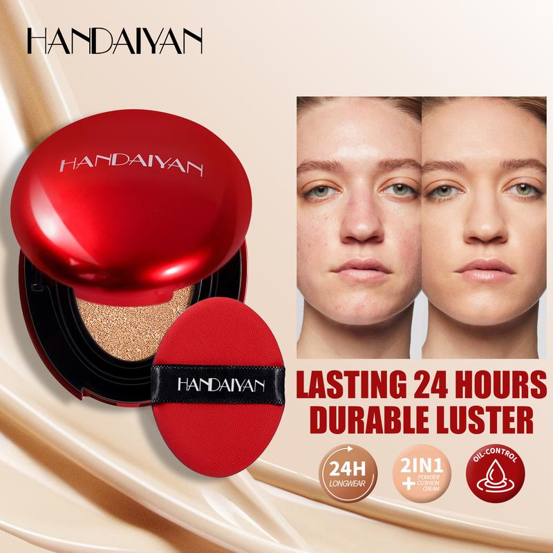 HANDAIYAN Red Cushion Foundation Mask Fit, Full coverage, Weighless, Skin fit, Satin Glow, Korean cushion foundation