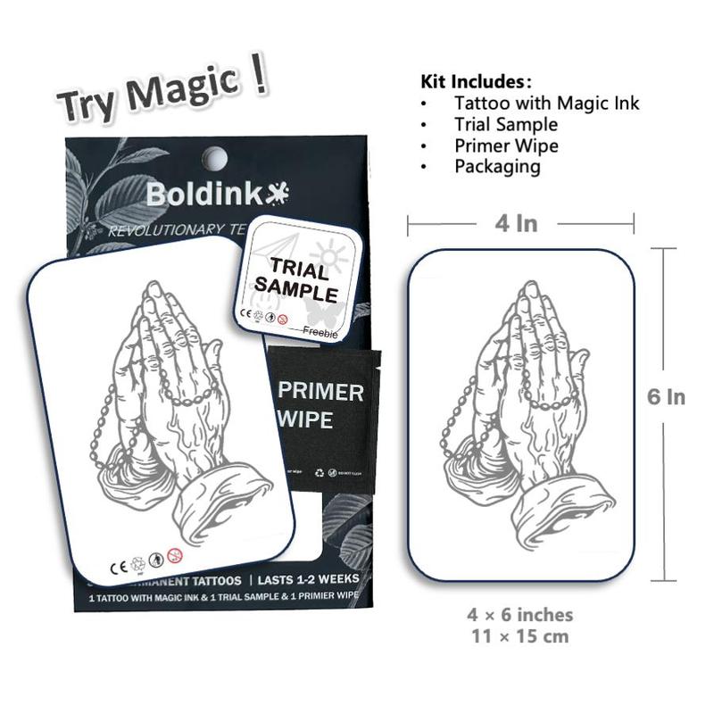 Praying Hands Pattern Temporary Tattoo Sticker, Long Lasting Fake Tattoo Sticker For Women & Men