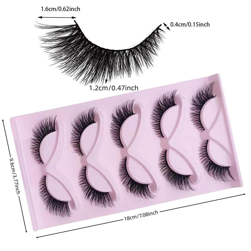 Cat Eye False Eyelashes, 5 Pairs Natural Look Fluffy Eye Makeup Strip Lashes for Women & Girls Eye Makeup Enhancement for Party Dating Stage, Christmas Gift