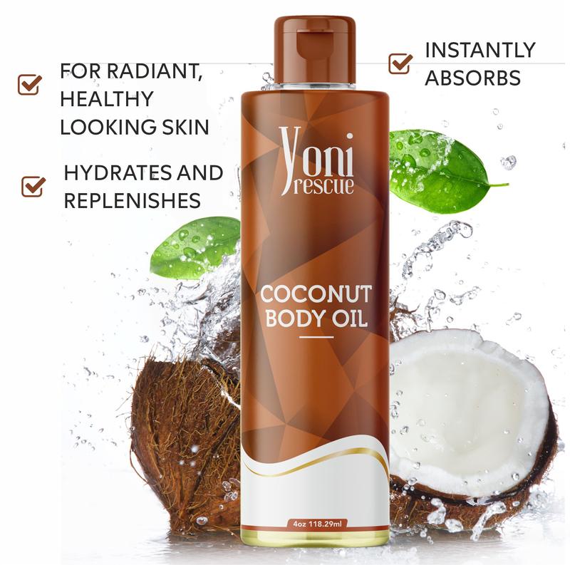 Yoni Rescue Coconut Body & Bath Care Set- Shower Gel(4oz),  Body Essential Oil(4oz)