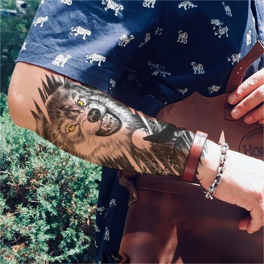 76 Large Black Temporary Tattoo Stickers, Forearm Designs Including Tribal Wolves, Tigers, Lions, Snakes, Skulls, Halloween Temporary Fake Tattoo Stickers, 12 Fake Tattoo Stickers for Men's or Women's Arms Chest Shoulder, 64Tiny Black Tattoo Stickers