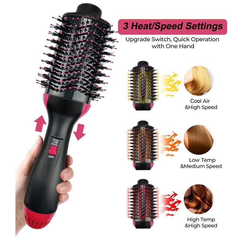 4 in 1 Hair Dryer Hair Styler Volumizer, Negative Ion Anti-frizz Ceramic Titanium Barrel Hot Air Straightener Brush, Hair Styling Tool for Women