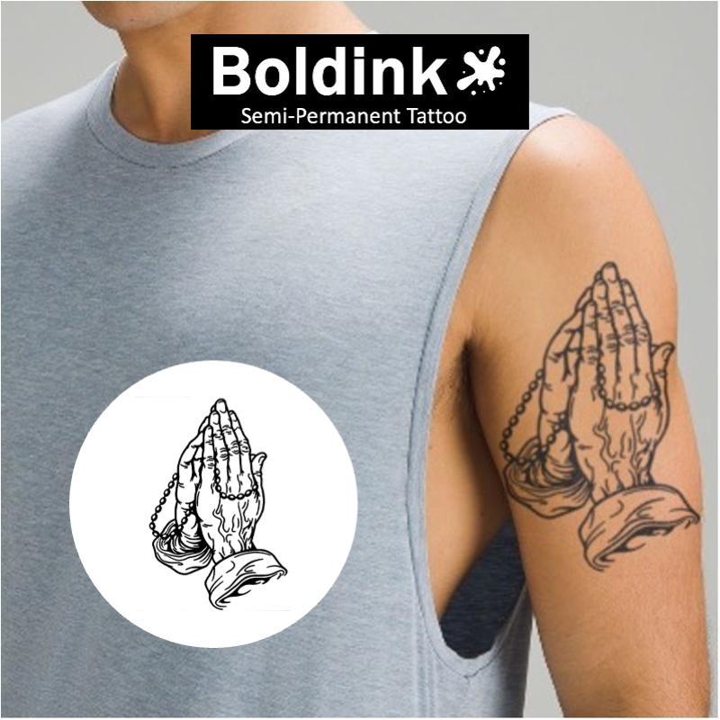 Praying Hands Pattern Temporary Tattoo Sticker, Long Lasting Fake Tattoo Sticker For Women & Men