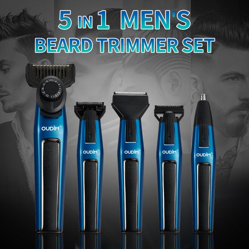 OUDIM 5 in 1 Beard Trimmer Set, Nose, Body Hair Remover, Micro comb for precise trimming, Super professional blade, Long lasting battery capacity Durable Lightweight Comfort