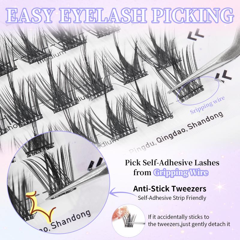 Lash Clusters Eyelash Extension 60Pcs Natural Lash Clusters DIY Individual Lashes Bond and Seal Makeup Synthetic