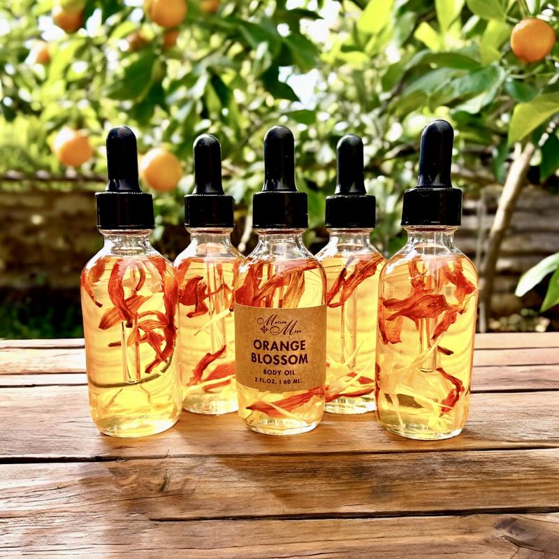 Orange Blossom Body Oil, Moisturizing Massage Oil, Hydrating Oil