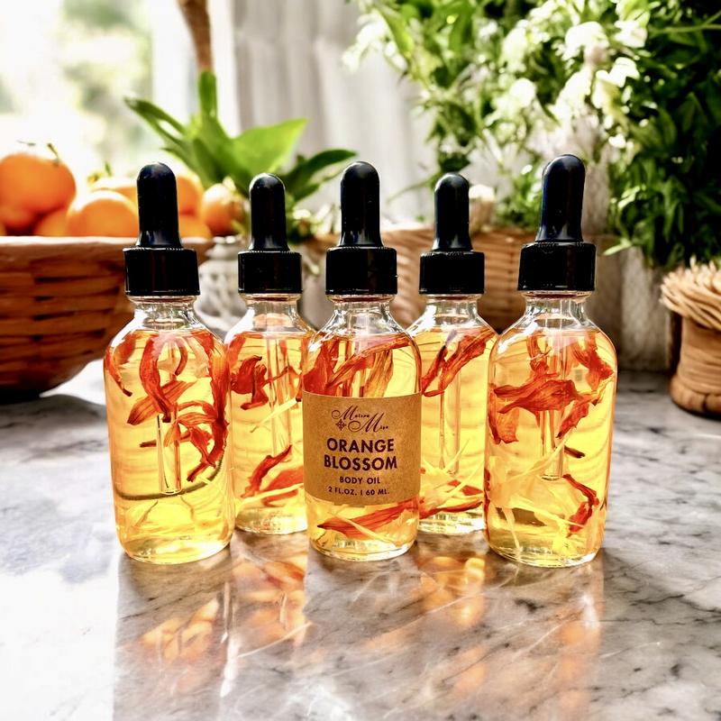 Orange Blossom Body Oil, Moisturizing Massage Oil, Hydrating Oil