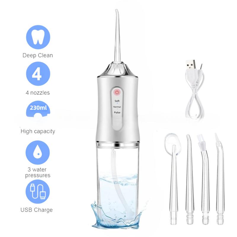 Gum Care on the Go: Portable Water Flosser with 3 Modes & 4 Nozzles Christmas present Oral