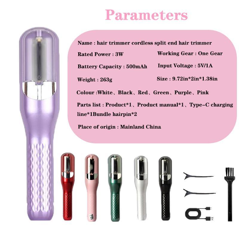 2 in 1 Hair Trimmer, 1 Set Multifunctional Hair Split Ends Trimmer with Accessories, Professional Hair Grooming Tool for Home & Salon Use