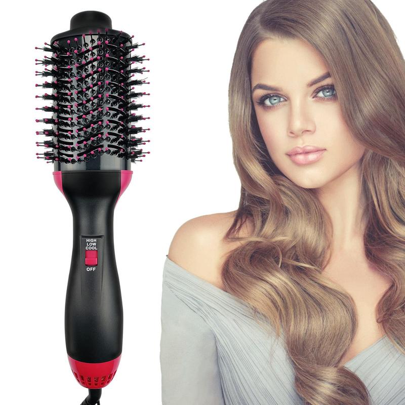 4 in 1 Hair Dryer Hair Styler Volumizer, Negative Ion Anti-frizz Ceramic Titanium Barrel Hot Air Straightener Brush, Hair Styling Tool for Women