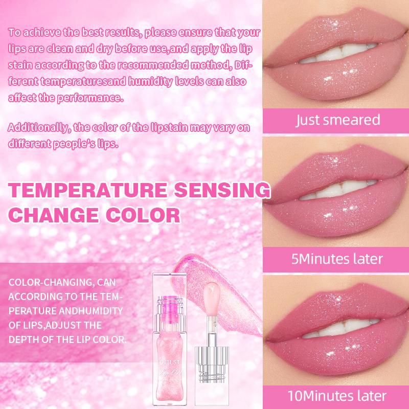 Temperature Color Changing Lip Oil, Moisturizing Easy Coloring Lip Gloss, Non-stick Cup Lip Glaze for Women