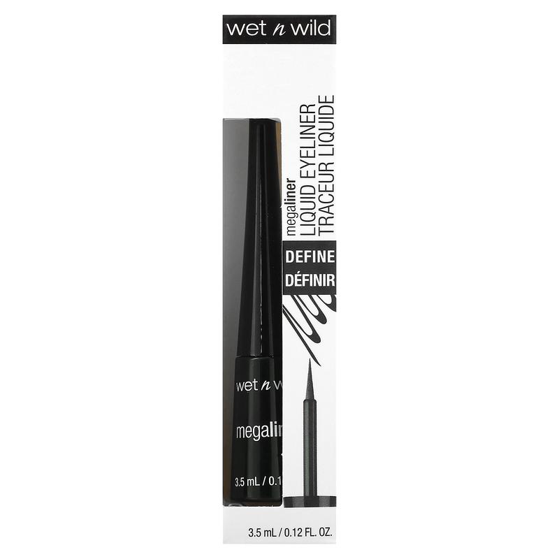 wet n wild MegaLiner, Liquid Eyeliner, Black, 0.12 fl oz (3.5 ml)