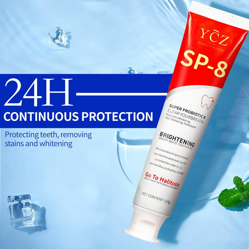 (3 Counts only 17.41$)YCZ Sp-8 Super  Probiotics Whitening Toothpaste, SP-8 Brightening Fresh Breath Toothpaste,Stain Removing Toothpaste