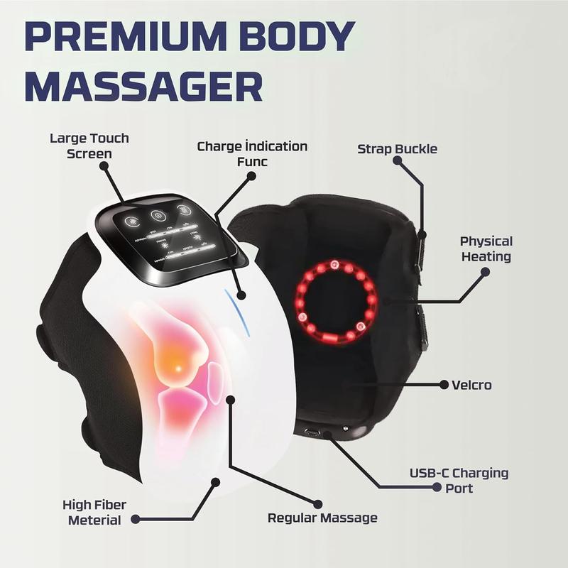 Wireless Knee Massager with Cycle Heating, Vibration and Large LED Screen, A Gift For The Elderly, Seniors, And Parents