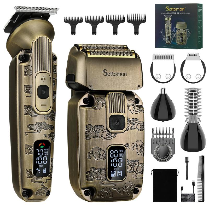 6 in 1 Professional Hair Clipper Set for Christmas Gift, 1 Set Rechargeable Hair Trimmer with 4 Limit Combs, Multifunctional Portable Hair Shaver for Men Barbershop