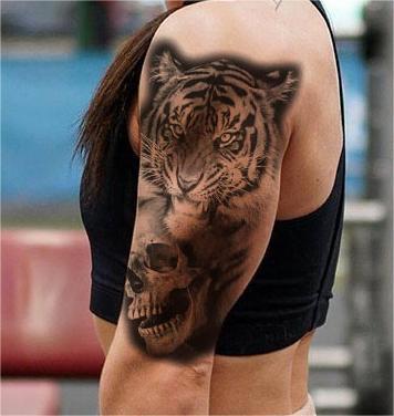 76 Large Black Temporary Tattoo Stickers, Forearm Designs Including Tribal Wolves, Tigers, Lions, Snakes, Skulls, Halloween Temporary Fake Tattoo Stickers, 12 Fake Tattoo Stickers for Men's or Women's Arms Chest Shoulder, 64Tiny Black Tattoo Stickers