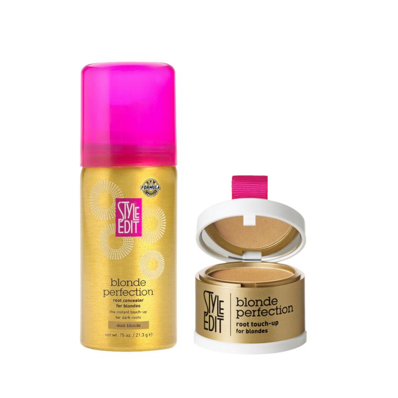 Style Edit Blonde Travel Duo: Root Touch Up Powder & Travel Size Root Concealer Spray, Salon Quality Color & Hairline Powder