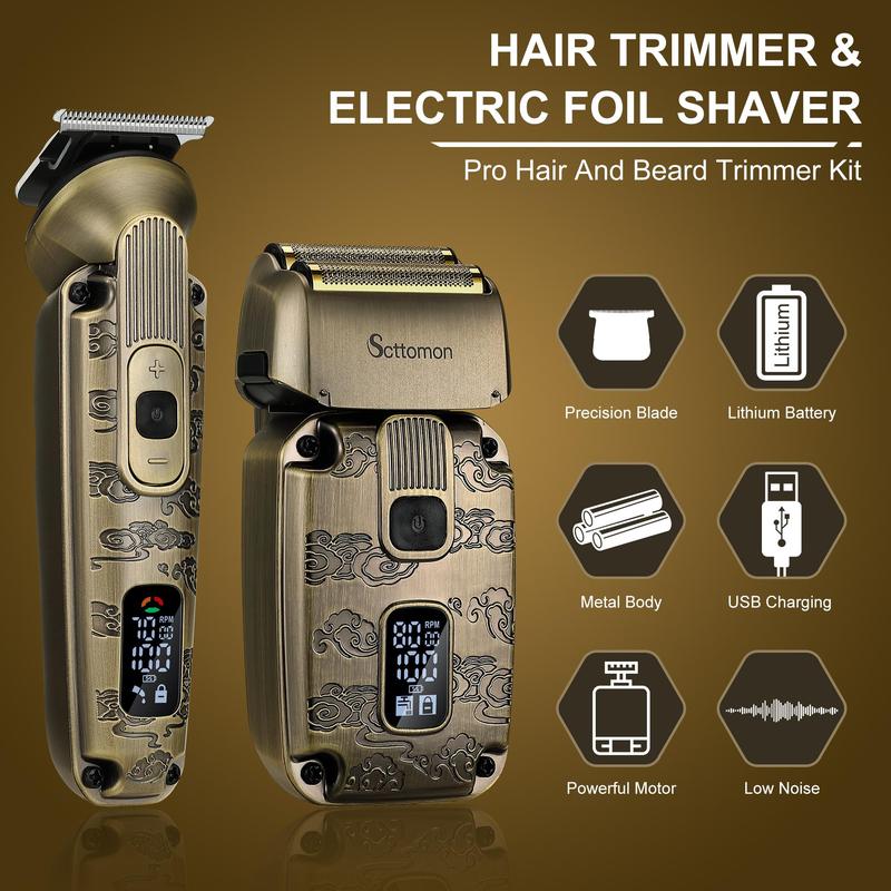 6 in 1 Professional Hair Clipper Set for Christmas Gift, 1 Set Rechargeable Hair Trimmer with 4 Limit Combs, Multifunctional Portable Hair Shaver for Men Barbershop