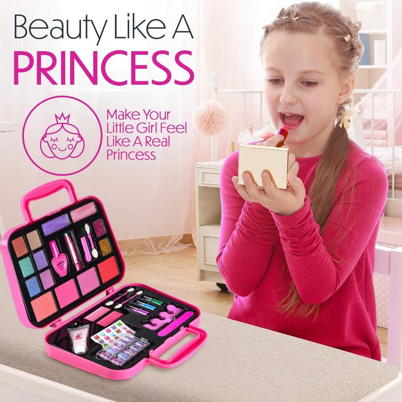 Christmas Makeup Kit for Girl - Real for Kids with Remover, Washable Toddler Makeup Kit - Princess Birthday Gift Pretend Play Makeup