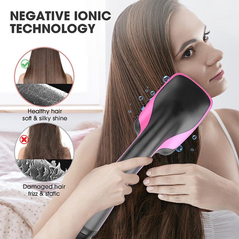 2 in 1 Multifunctional  Anion Hair Dryer Brush Comb Styler Hairdressing Tool US Plug Comfort