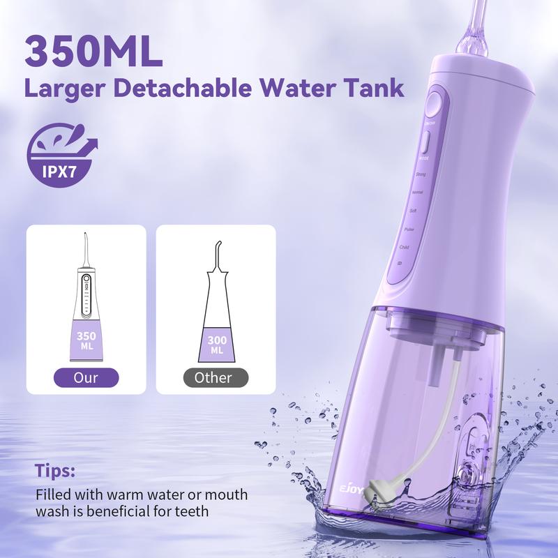 SEJOY Cordless Water Flosser Dental Oral Irrigator 5 Mode 6 Replaceable Jet Tips