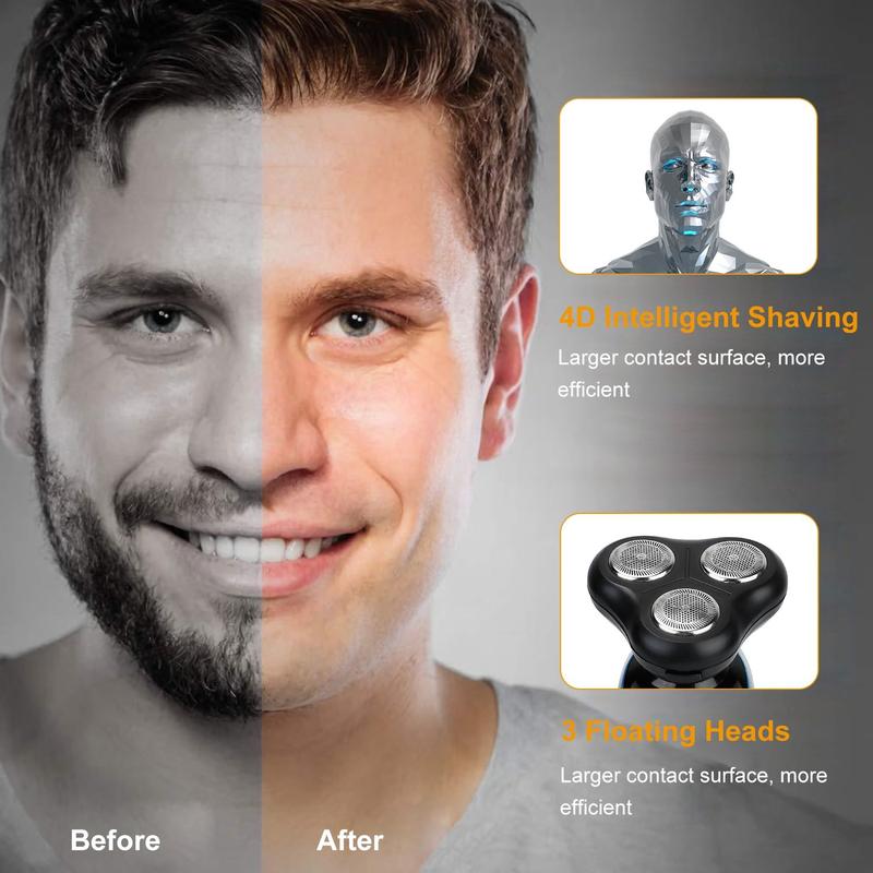 4 In 1Electric Shaver for Men IPX7 Waterproof Beard Trimmer Cordless Rechargeable Razor Beard