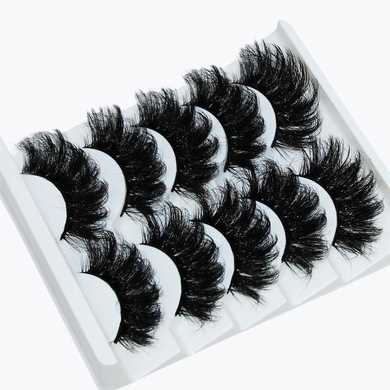 Thick Dramatic False Eyelashes, 5 Pairs Fluffy 3D False Eyelashes for Lashes Extensions, Natural Curling Eye Makeup Strip Lashes, Full Volume Eyelash, Lash Clusters Kit