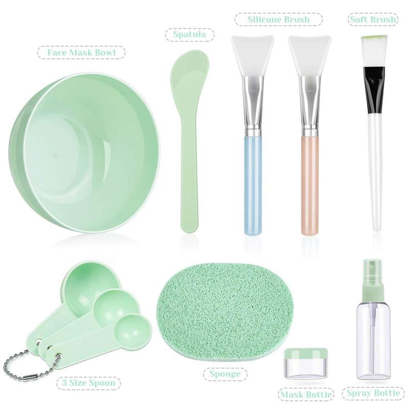 DIY Facemask Mixing Tool Kit with Mixing Bowl Set, 11 Pcs Including Spatula, Brush, Spray Bottle, Puff Soaking Bottle,and Gauges for Skincare Comfort