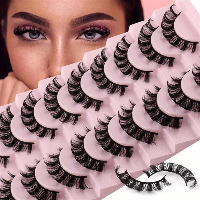 Fluffy False Eyelashes, 10 Pairs Natural Look Eyelash Extensions, Self Grafting Curl Eyelashes, Eyelash Extensions Kit, Eye Makeup Enhancement False Eyelashes for Women & Girls, Makeup Products