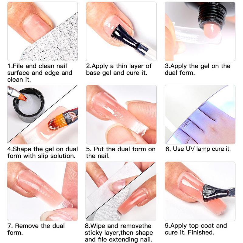 Quick Extension Gel Nail Polish Set, 1 Set Finger Prolong Construct Hard Gel & Tool Accessories, DIY Nail Art & Nail Polish Supplies