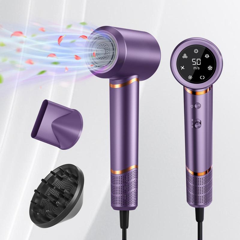 Portable Hair Dryer with Negative Ion Care, 1 Set Low Noise Hair Dryer with Magnetic Nozzle, Professional Hair Dryer for Home & Travel