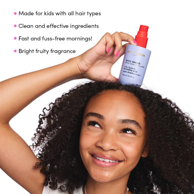 Evereden Kids Berry Smooth 4-in-1 Detangling Spray - Safe Ingredients - Detangles, Hydrates, Strengthens all Hair Types - Lightweight - For Ages 3+