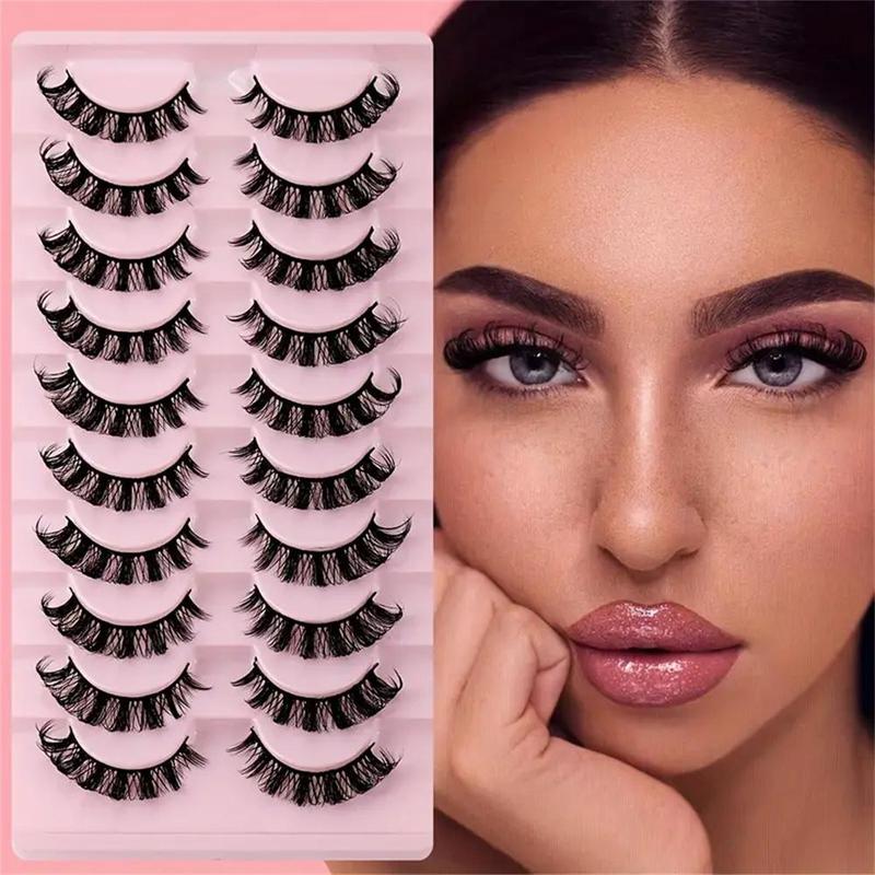 Fluffy False Eyelashes, 10 Pairs Natural Look Eyelash Extensions, Self Grafting Curl Eyelashes, Eyelash Extensions Kit, Eye Makeup Enhancement False Eyelashes for Women & Girls, Makeup Products