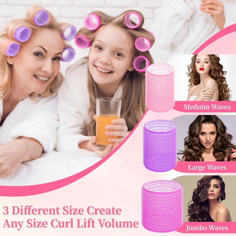 29 PCS Hair Roller Set Hair Curlers, Velcro Rollers for Hair Blowout Look with Stainless steel Clips Jumbo Large Medium Hair Curlers for Short Long Hair