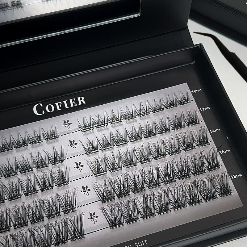 Cofier DIY Lash Kit Press on Lash No Glue Lash Self-Adhesive Eyelash Kit Individual Lashes Beginner Friendly Eyelashes with Tweezers(80 90 120 Pcs)