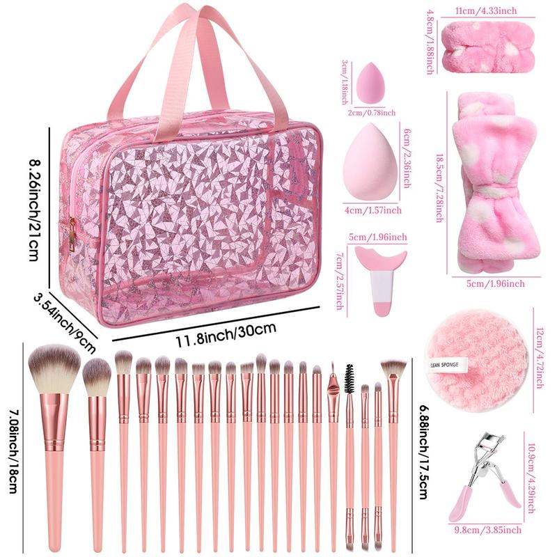 Makeup Tool Set, 37pcs set Makeup Brushes Facial Cleansing Puff Makeup Sponges Hairband Wristband Kit, Professional Makeup Tools Set