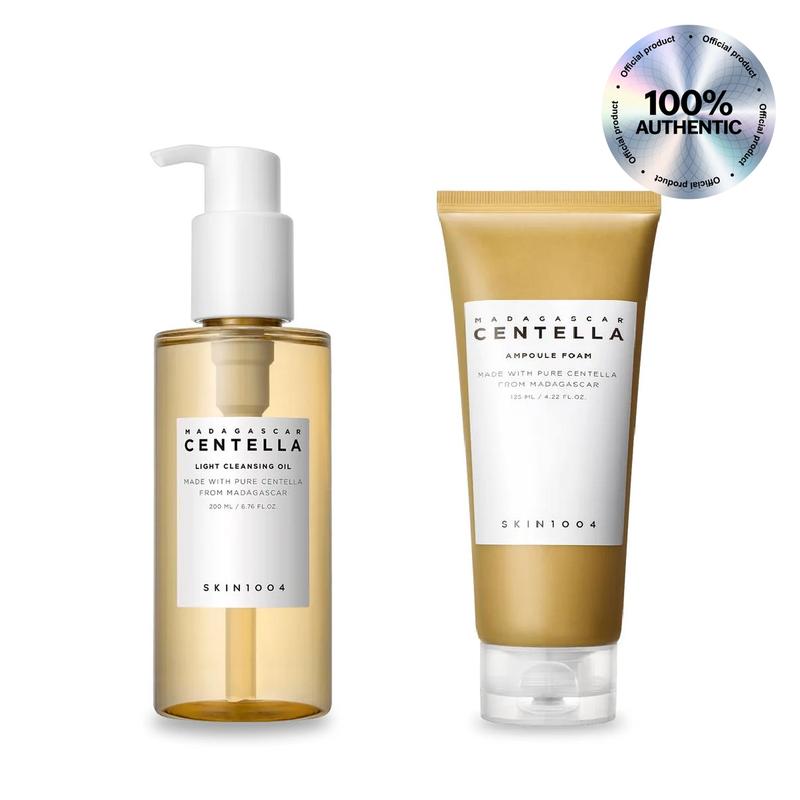 SKIN1004 Double Cleansing Set - Official Product Madagascar Centella Light Cleansing Oil (6.76 fl oz) + Centella Ampoule Foam (4.22 fl oz)