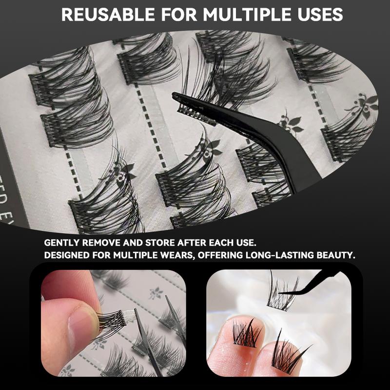 Cofier DIY Lash Kit Press on Lash No Glue Lash Self-Adhesive Eyelash Kit Individual Lashes Beginner Friendly Eyelashes with Tweezers(80 90 120 Pcs)