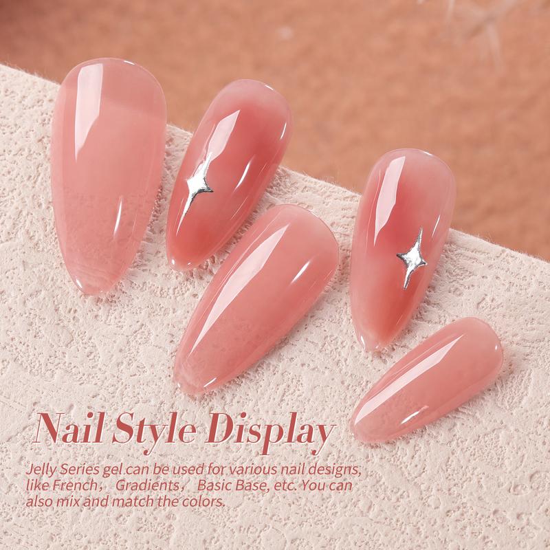 BORN PRETTY 6 Colors Jelly Gel Polish Set Rose Red Nude Jelly Gel for Autumn Nail Art DIY at Home Nail Care Nail Art Manicure Christmas Gifts Easy to Use