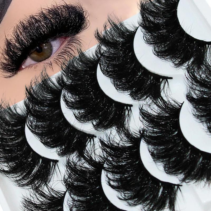 Thick Dramatic False Eyelashes, 5 Pairs Fluffy 3D False Eyelashes for Lashes Extensions, Natural Curling Eye Makeup Strip Lashes, Full Volume Eyelash, Lash Clusters Kit