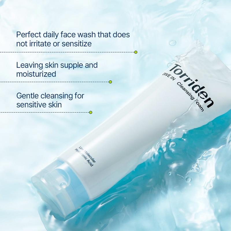 [Torriden Official Shop] DIVE-IN Cleansing Foam Face Wash 150ml | Hydrating Daily Facial Cleanser for All and Sensitive Skin, with Hyaluronic Acid, Panthenol, Allantoin