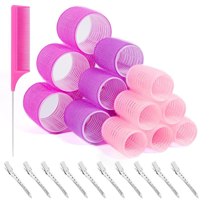 29 PCS Hair Roller Set Hair Curlers, Velcro Rollers for Hair Blowout Look with Stainless steel Clips Jumbo Large Medium Hair Curlers for Short Long Hair