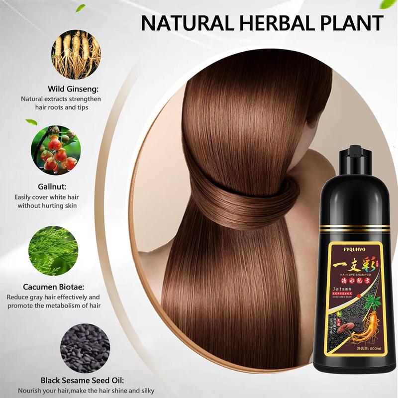 Natural Wine Red Herbal Hair Dye Shampoo, 3 in 1 Burgundy for Gray Hair, 16.9 Fl Oz (Men & Women)