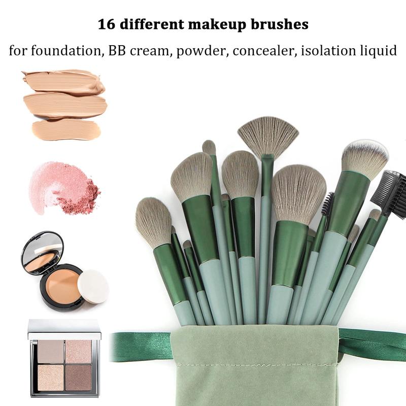 22-Piece Makeup Brush Set – Professional Foundation and Eyeshadow Brushes in Green