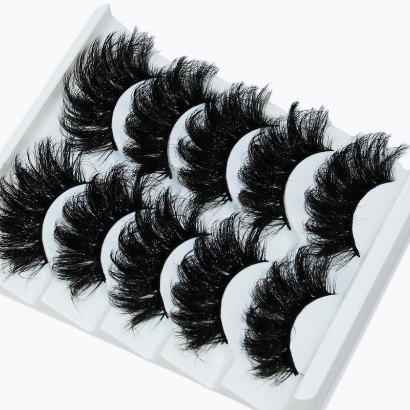 Thick Dramatic False Eyelashes, 5 Pairs Fluffy 3D False Eyelashes for Lashes Extensions, Natural Curling Eye Makeup Strip Lashes, Full Volume Eyelash, Lash Clusters Kit