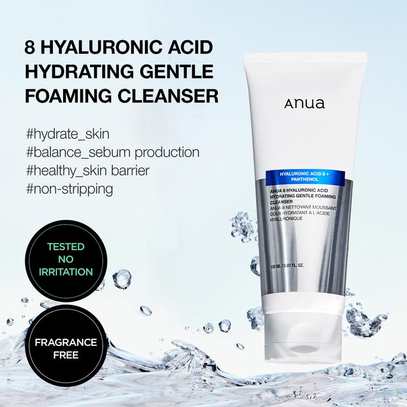 [Anua Official Shop] Hydrating Gentle Foaming Cleanser, Korean Face Wash for Dry Skin, Daily Facial Cleanser, Korean Skincare (150ml 5.07fl oz.)