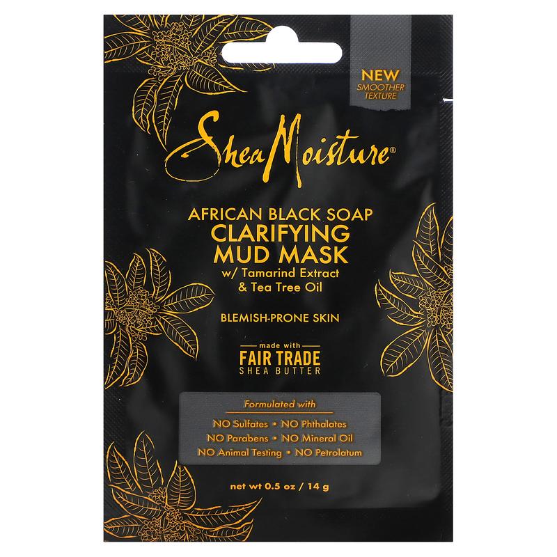 SheaMoisture African Black Soap, Clarifying Mud Beauty Mask w  Tamarind Extract & Tea Tree Oil, 0.5 oz (14 g)