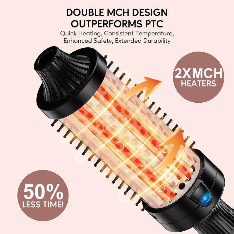 Terviiix Negative Ion Thermal Brush, Heated Round Brush with Adjustable Temperature,  Effortlessly Creates 90's Voluminous Style, Black Gold